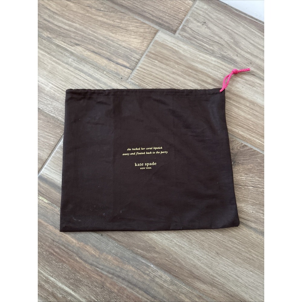 Kate Spade New York Large Brown Drawstring Dust Bag 13.5x11 Gold Logo